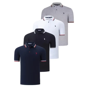 QUAD SET T8594 DEWBERRY MENS T-SHIRT-BLACK-WHITE-NAVY BLUE-GREY