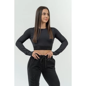 Nebbia Long Sleeve Crop Top INTENSE Perform Black S Fitness T-Shirt