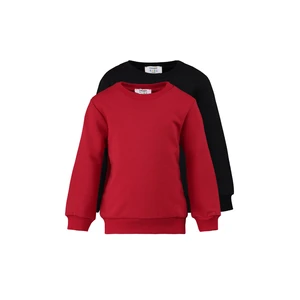 Trendyol Red-Black 2-Pack Basic Boys' Knitted Thin Sweatshirt