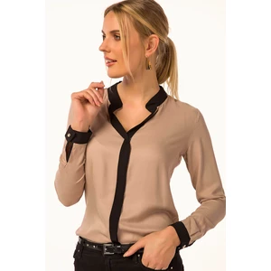 armonika Women's Beige Striped Shirt