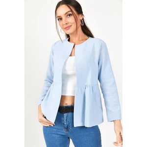 armonika Women's Baby Blue Jacket with Pleated Waist