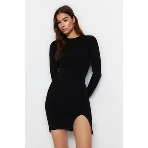 Trendyol Black Fitted Mini Knitwear Basic Dress