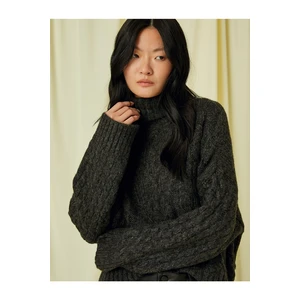 Koton Crop Turtleneck Sweater Knitted Detailed Long Sleeve