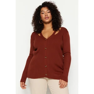 Trendyol Curve Plus Size Cardigan - Brown - Regular fit