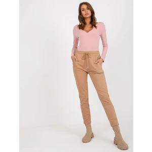 Women's camel sweatpants with pockets