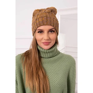 Beanie with fleece Dolores K303 mustard+brown