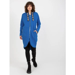 Women's Long Zippered Hoodie - Blue