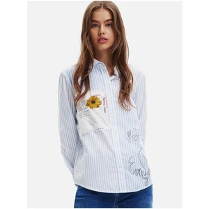 Desigual Hamburgo Striped White and Blue Shirt - Ladies