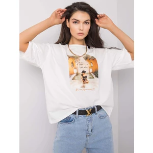 White cotton t-shirt with a print