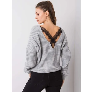 OCH BELLA Gray sweater with a back neckline