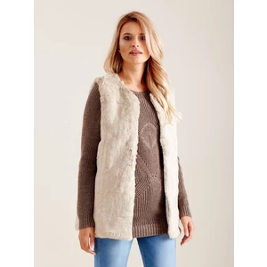 Beige fur vest