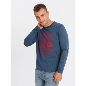 Ombre Men's long-sleeve collegiate print t-shirt - blue