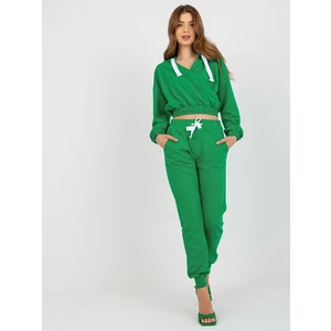 Green tracksuit basic set with clutch sweatshirt