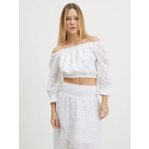 White Women Patterned Crop Top Guess Rafa - Women