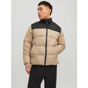 Black & Beige Men's Winter Quilted Jacket Jack & Jones Etoby - Men's