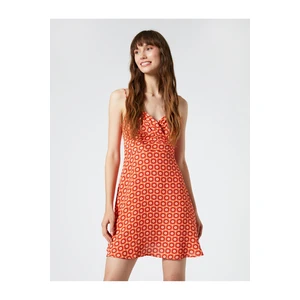 Koton Mini Dress with Thin, Adjustable Straps, Geometric Pattern