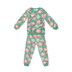 Denokids Pink Floral Baby Girl Green Tracksuit Set