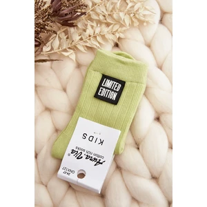 Children's smooth socks with patch, light green