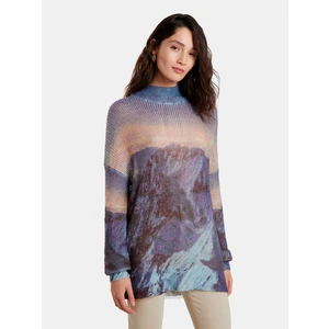 Blue Women's Patterned Sweater with Desigual Mountain Wool - Women