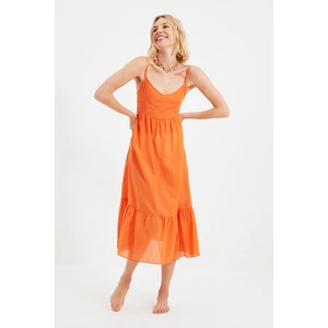 Trendyol Pomegranate Blossom Tie Back Strap Voile Dress