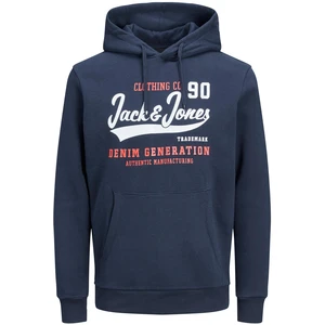 Jack&Jones PLUS Pánska mikina JJELOGO Regular Fit 12211754 Navy Blazer 5XL