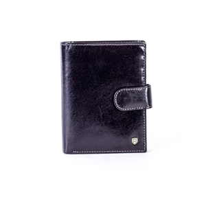 Black leather wallet with closure