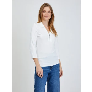 Cream T-shirt with three-quarter sleeves ORSAY - Women