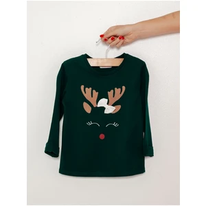 Dark green girls' T-shirt with Christmas motif CAMAIEU - Girls