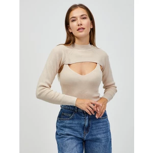 Beige Ribbed Sweater/Top 2in1 JDY Sibba - Women