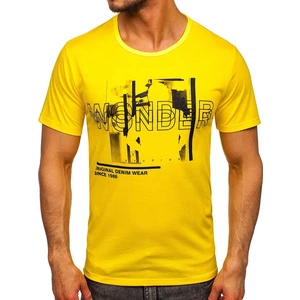 Žlté pánske tričko s potlačou Bolf KS2651