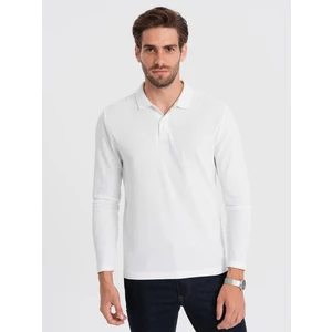 Ombre Men's longsleeve with polo collar - white