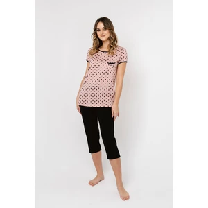 Women's pyjamas Bonilla, short sleeves, 3/4 leg - print/black