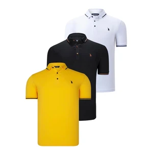 TRIPLE SET T8586 DEWBERRY MEN'S T-SHIRT-BLACK-WHITE-YELLOW