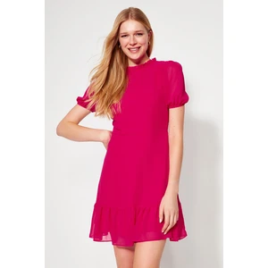 Trendyol Fuchsia A-Cut Flounce Chiffon Lined Woven Woven Dress