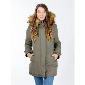 Women's reversible winter parka GLANO - light green/black