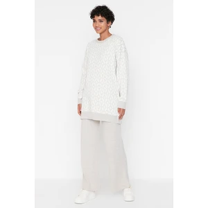 Trendyol Beige Geometric Pattern Sweater-Pants Knitwear Set