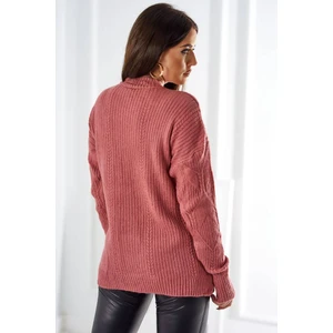 Over-the-head sweater with fashionable dark pink fabric