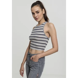 Dámské tričko Rib Stripe Cropped Top tmavě/bílá/šedá