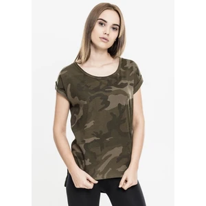 Ladies Camo Back Shaped Tee olive camo