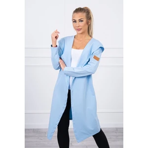 Long cardigan with hood azure