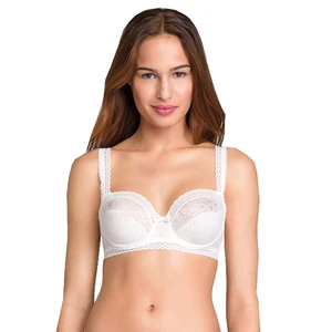 PLAYTEX UNDERWIRE BALCONNETTE BRA - Dámska čipkovaná podprsenka s kosticami (balkonetka) - antická biela