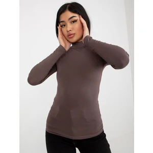 Women's basic turtleneck Rue Paris Cassie - dark brown