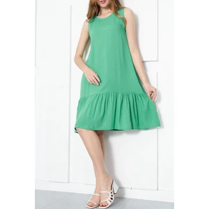 armonika Women's Grass Green SLEEVE SKIRT FRILLED DRESS