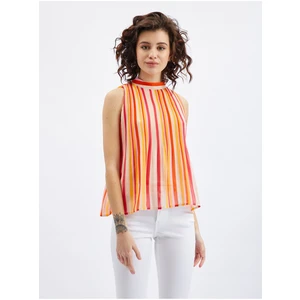 Orsay Pink-Orange Ladies Striped Blouse - Ladies