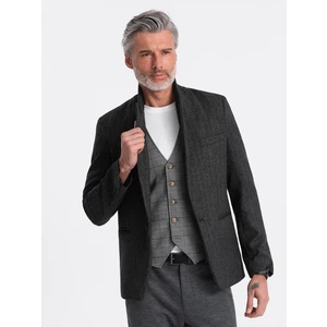 Ombre Stylish men's jacquard jacket with delicate stripes - graphite