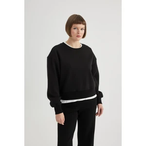 DEFACTO Relax Fit Crew Neck Thick Basic Plain Sweatshirt