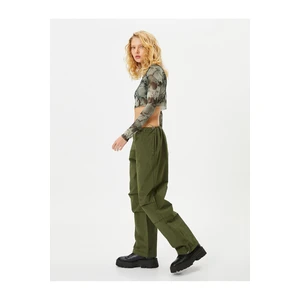 Koton Oversize Parachute Trousers with Floor Detail Pockets Cotton