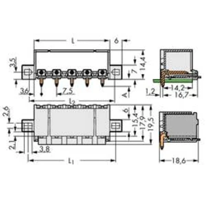 Konektor do DPS WAGO 2092-3422/005-000, 26.70 mm, pólů 2, rozteč 7.50 mm, 100 ks