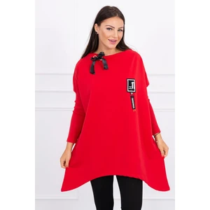 Oversize sweatshirt with asymmetrical sides red