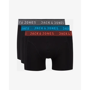 Jack&Jones 3 PACK - pánske boxerky JACWAISTBAND 12127816 Asphalt Hawaian ocean & Fiery red L